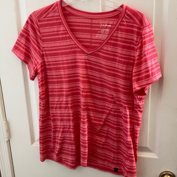 LADIES l.l bean striped v neck tee large - Picture 1 of 3